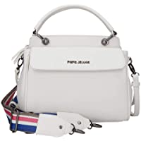 Pepe Jeans Eva Bolso con Solapa Blanco 26x14x5 cms Piel Sintética